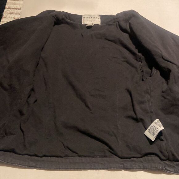 ANTHROPOLOGIE Jacket Sz XS Marrakech Faravel Black Cropped Moto Jacket Mob Wife - Picture 10 of 12